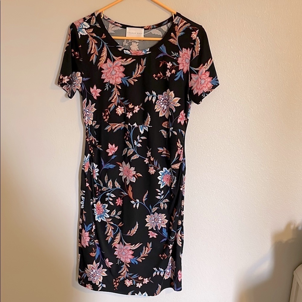 Floral Black Maternity Dress